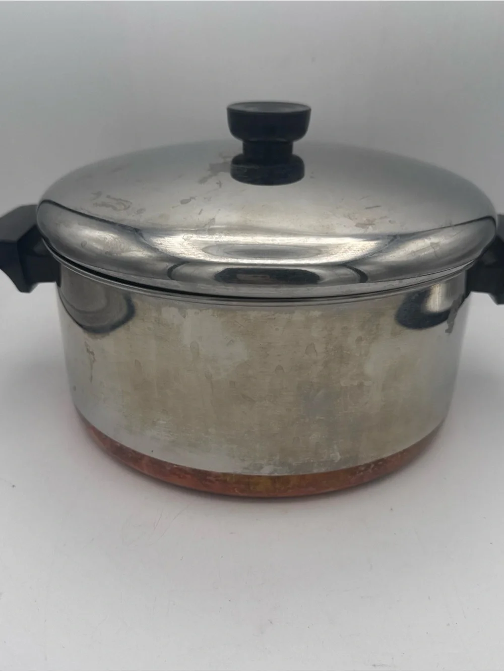 Vtg 1801 Revere Ware Copper Clad Bottom 4.5 Qt Stock Pot Dutch Oven w/ Lid